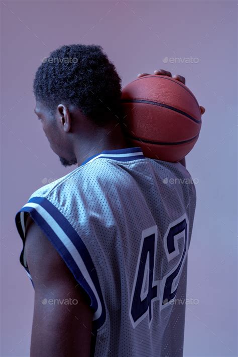 Basketball Player Poses With Ball Back View Stock Photo By Nomadsoul1