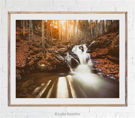 Autumn Waterfall Landscape Print Nature Print By Luke Kanelov