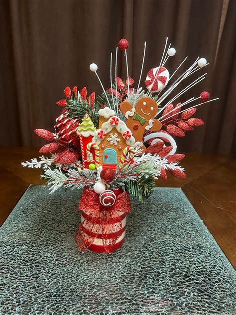 Christmas Centerpiece Candy Cane Centerpiece Gingerbread House