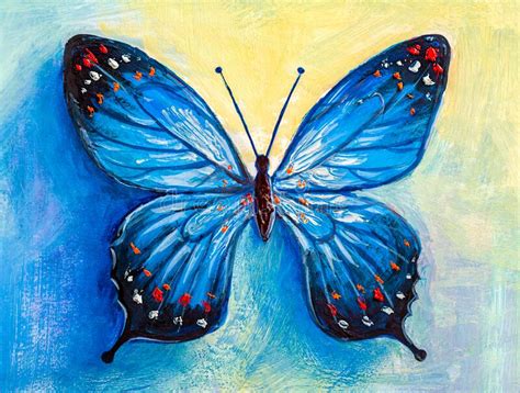 Oil Painting Of Blue Butterfly Stock Photo Image Of Brush Shape