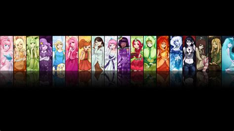 Assorted Female Anime Illustrations Adventure Time Collage HD