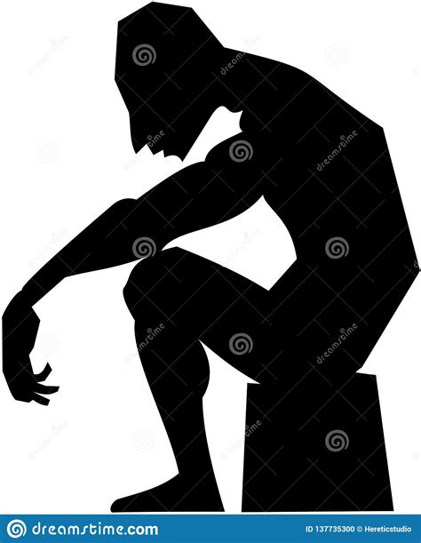 Black-and-white Vector Picture Silhouette Man Sitting Resting Stock ...