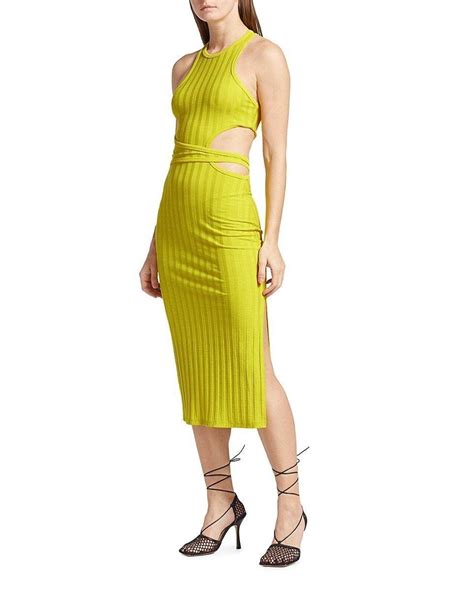 Jonathan Simkhai Kaya Rib Knit Cutout Midi Dress In Yellow Lyst