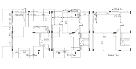 2d Cad Drawing Simple Bungalow Floor Plan With Column