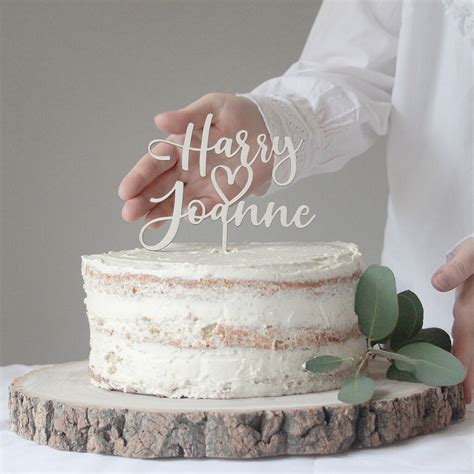 Personalised Natural Wood Wedding Cake Topper By Fira Studio