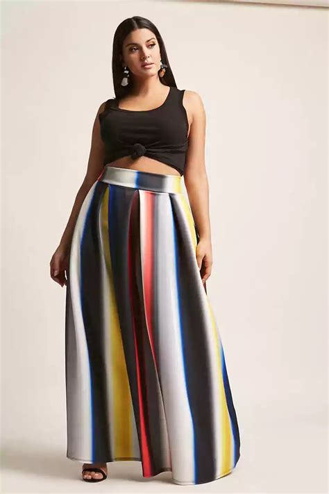 plus size box pleat colorblock maxi skirt forever 21 curvy dress knit maxi skirt plus size