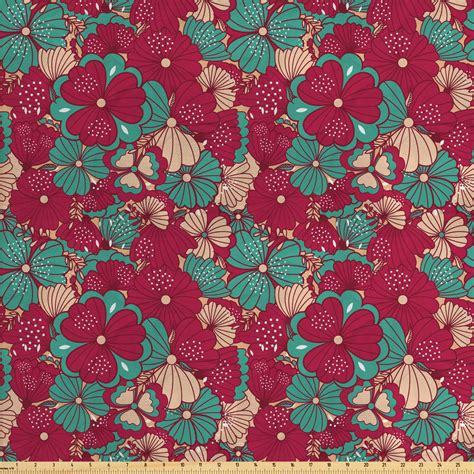 Floral Fabric By The Yard Folklore Inspired Blooming Flower Petals