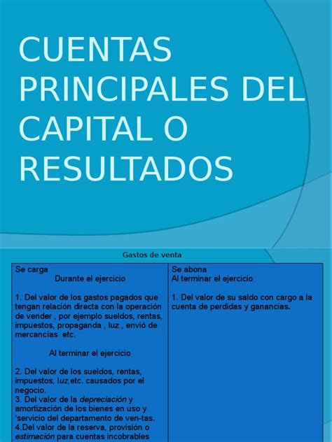 Cuentas Principales Del Capital O Resultados 2dapptx Estado De