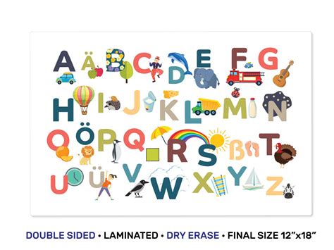 German Alphabet Kids Dry Erase Placemat With Pictures Kids Etsy