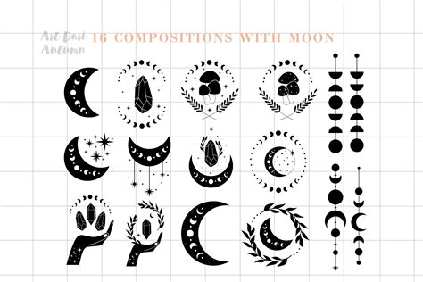 Moon Phases Svg Celestial Svg Files Boho Moon Clipart Etsy New Zealand