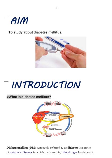Diabetes is a condition that results from lack of the hormone insulin in a person's blood, or when the body has a problem using the insulin it produces (insulin resistance). Diabetes mellitus