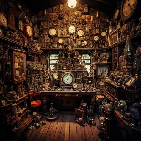 Premium Ai Image Cluttered Room Filled With Antique Objects