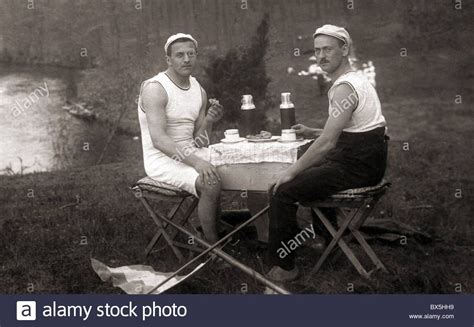 People Men Two Men Having A Picnic Circa 1920s Leisure Free