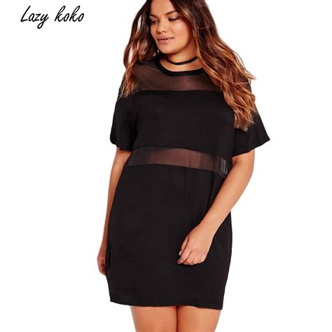 lazy koko plus size summer women clothing sexy patchwork see through dresses casual short