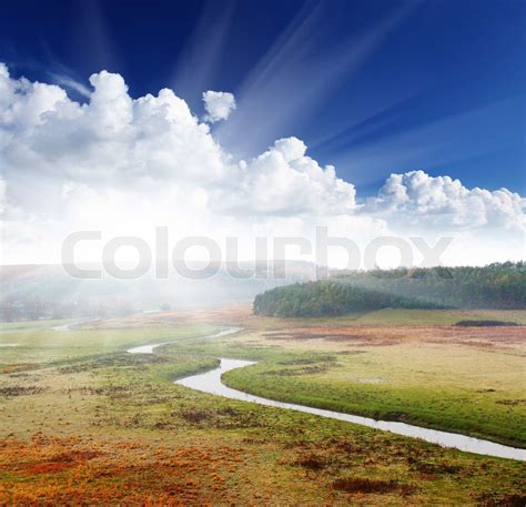 Beautiful Landscape With The River Stock Image Colourbox