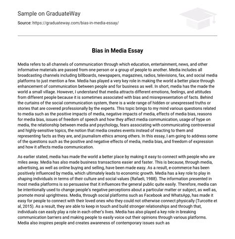 Bias In Media Essay Words Free Essay Example On Graduateway
