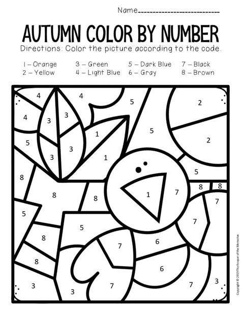 Color By Number Fall Preschool Worksheets Crow The Keeper Of The