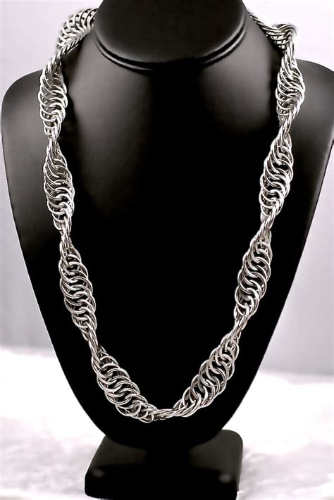 Endless Spiral Steel Chainmail Necklace Anne Gregory Llc