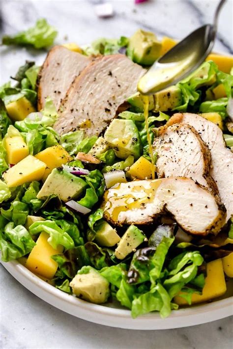 This chicken mango avocado salad is very tasty, healthy. Grilled Chicken Avocado + Mango Salad - Ready in Minutes ...