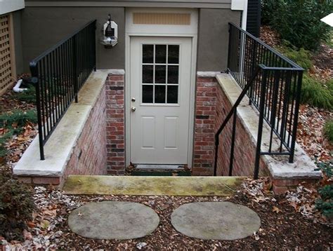 When a basement exit stairway such as the installation at above left has no protection from the weather we expect to find one or more occurrences of basement flooding or at least water entry over the life of the building. exterior basement stairs - Google Search | Exterior Basement Entrance | Pinterest | Basement ...