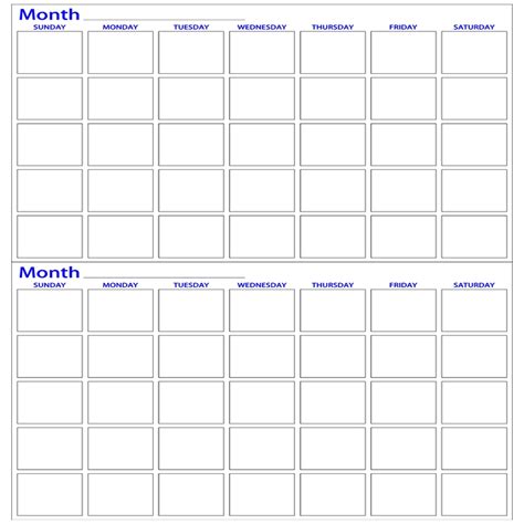 Two Month Calendar Free Calendar Template