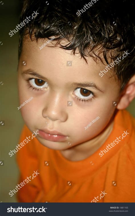 Young Boy Brown Eyes Appears Sad Stock Photo 1881165 Shutterstock