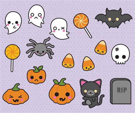 Premium Vector Clipart Kawaii Halloween Clipart Spooky Halloween Clip
