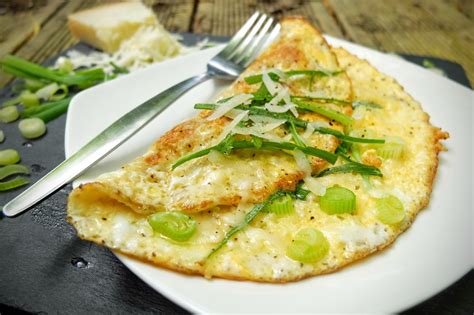 Simple Cheese Omelette With Parmesan And Spring Onion Raw Rhubarb Fit