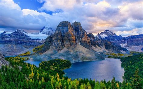 Canada Alberta Mountains Lakes Forest Autumn Wallpaper Nature And Landscape Wallpaper