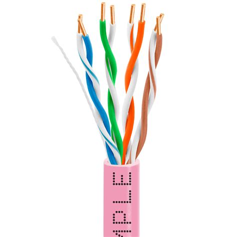 Each pair of copper wires in the cat5e has insulation with a specific color for easier identification. Cat5e Bulk Ethernet Cable 24AWG CCA 350MHz 1000feet Pink