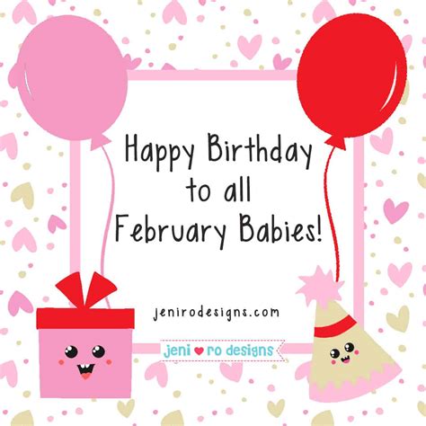 February Birthday Greetings • Jeni Ro Designs