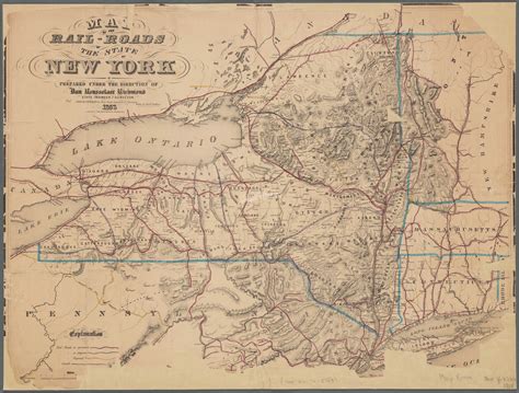 Antiquemaps 03072 3001 Map Of The Rail Roads Of The State Of New