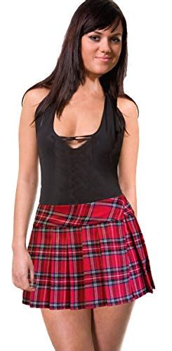 Red Plus Size Schoolgirl Tartan Plaid Pleated Mini Skirt Stewart 5x