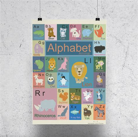 Animal Alphabet Poster Abc Animal Print Kids Room Playroom Etsy España