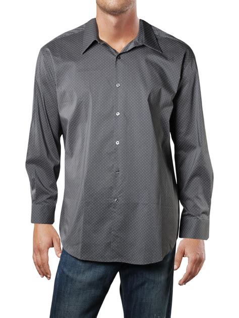 Van Heusen Van Heusen Mens Patterned Flex Fit Button Down Shirt Gray