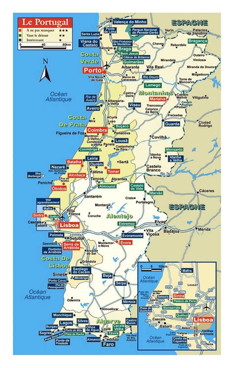 Detailed Map Of Portugal With Roads And Other Marks Portugal Europe