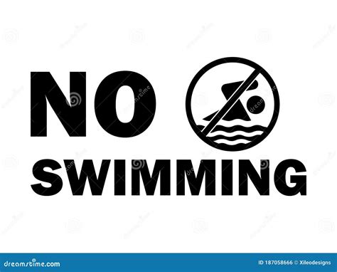 No Swimming Warning Rule Sign Text And Icon Black And White