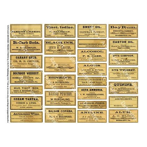 Antique Apothecary Labels Sticker Sheet Vintage Pharmacy Pill Bottle