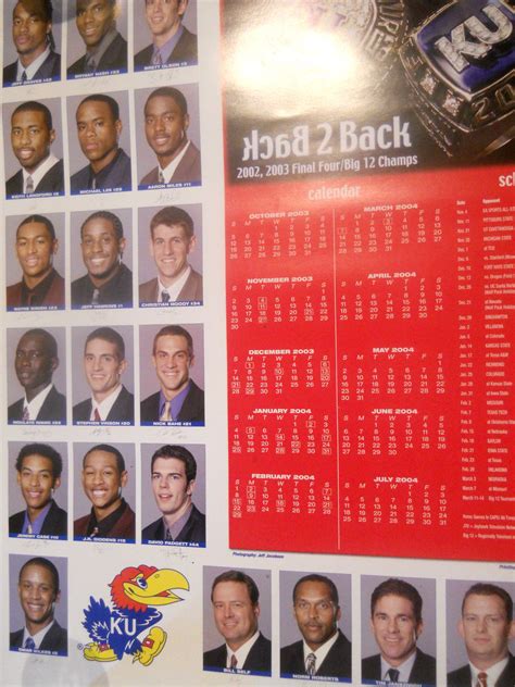 2003 2004 Kansas Jayhawks Basketball Team Schedule Poster Bill Self 1st