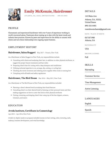 full guide hairdresser resume 23 examples pdf s