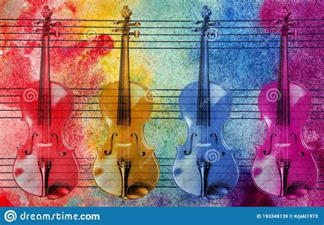Melody Concept Old Music Sheet In Colorful Watercolor Paint And
