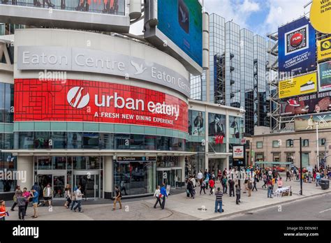 Entrance To Eaton Centre Shopping Mall And Advertisements And Stock