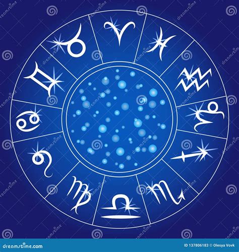 Zodiac Signs Zodiacal Circle Astrological Calendar Vector Stock