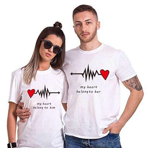 couple shirts my heart belong to him or her couple shirts couple t shirt lover shirts