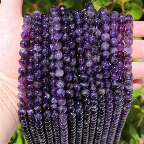 Amethyst Beads Dark Purple Grade A Round Natural Gemstone Loose