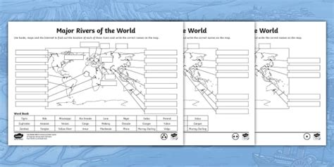 Major Rivers Of The World Worksheet Teacher Made Twinkl