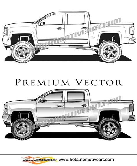 2017 Chevrolet Silverado Lifted Pickup Truck Vector Clip Art