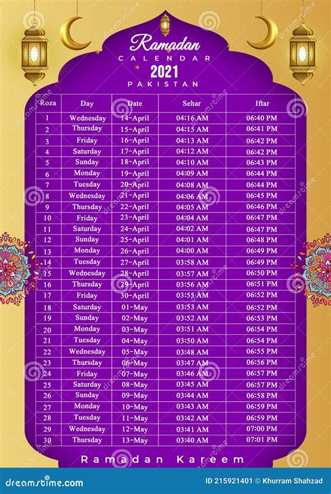 Ramadan Kareem Calendar 2021 Ramzan Calendar Pakistan Sehar And Iftar