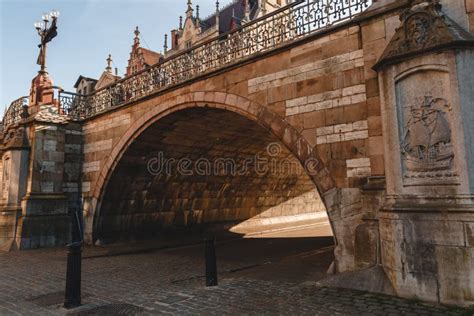 Beautiful Architecture Of Old Bridge Above Road In Ghent Belgium