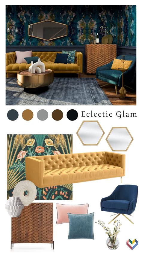 Eclectic Glam Mood Board Design Living Room Decor Inspiration